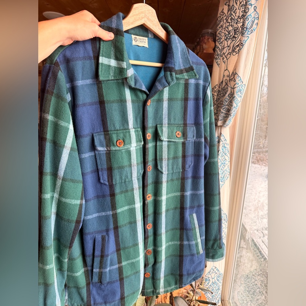 Happy Earth Forester Plaid Heavyweight Shacket Jacket Unisex Medium - Picture 2 of 10